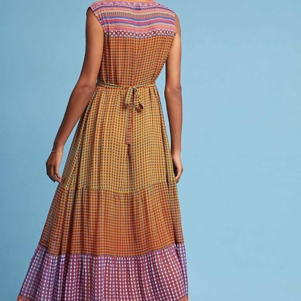 Anthropologie XS Boho Print Maxi Dress Orange - Picture 11 of 13